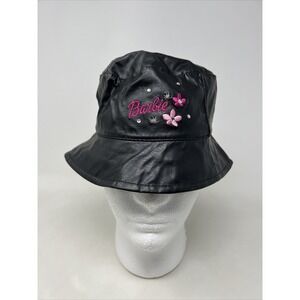Girls Vintage Barbie Kids Bucket Hat Black Embroidered Logo Size 3-6